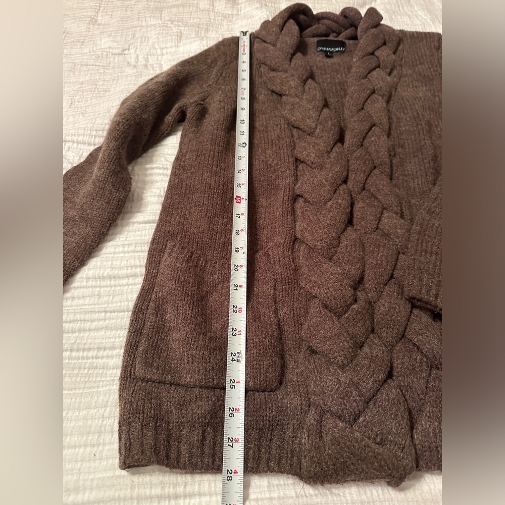 Cynthia Rowley Braided Collar & Front Cardigan - Size L - Picture 8 of 9
